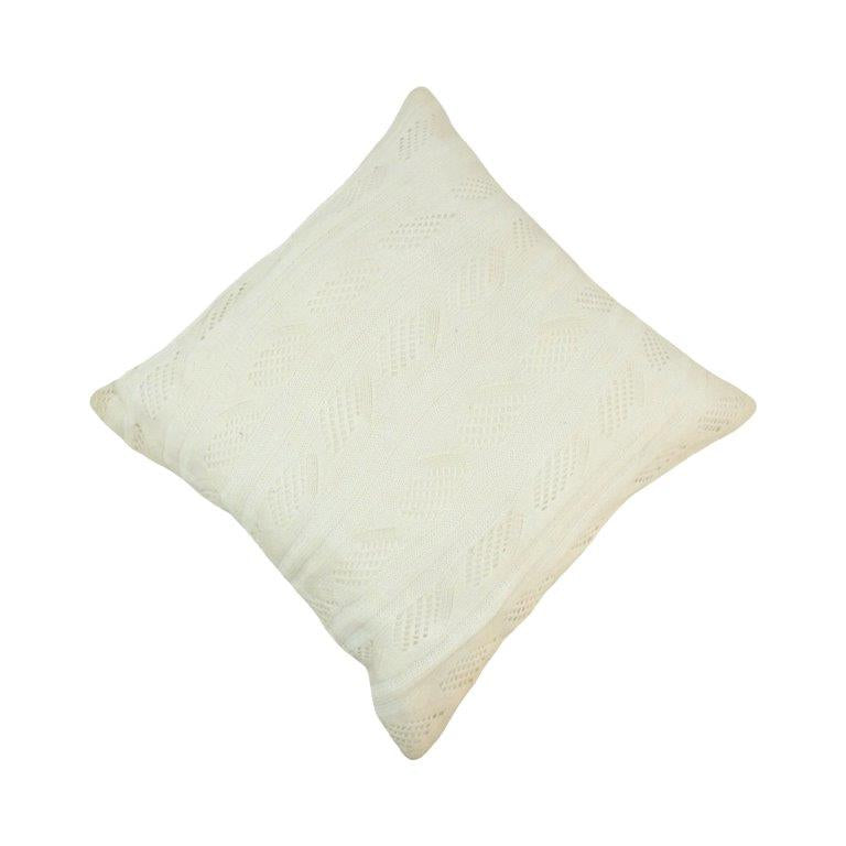 Ivory Knitted Cotton Cushion Cover 45x45 cm | Textured Geometric Knit Throw Pillow Cover | Modern Boho Home Décor
