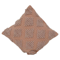 Textured Tufted Cotton Cushion Cover 45x45 cm | Geometric Diamond Pattern | Boho Decorative Pillow | Blush Beige