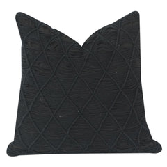 Black Cotton Cord Cushion Cover | Textured Diamond Pattern | Modern Minimal Sofa Pillow Cover 18x18 Inch