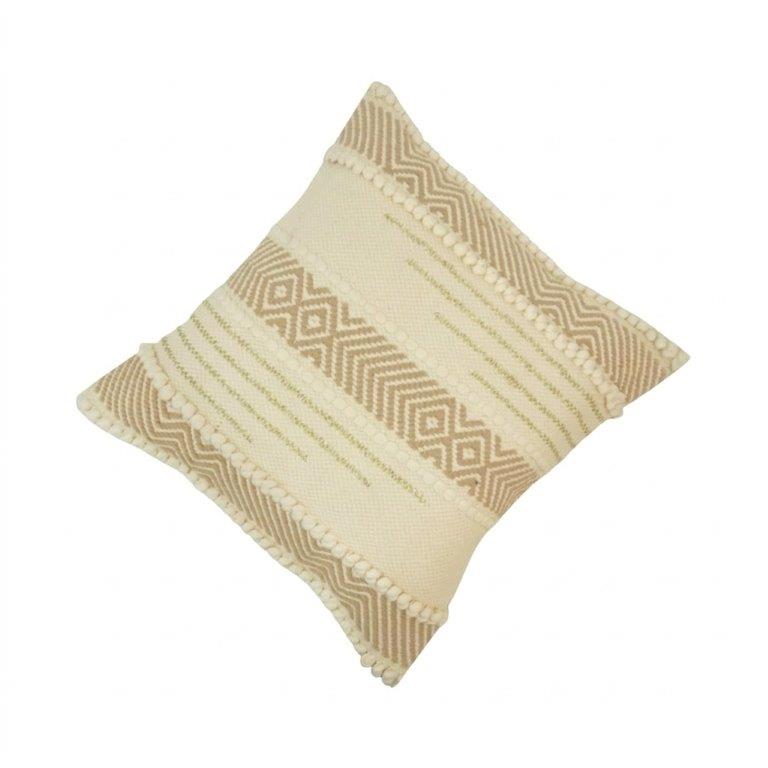 Handmade Boho Cotton Cushion Cover 45x45 cm | Textured Tufted Geometric Pillow Cover | Neutral Decorative Throw Cushion - Bulk manufacturer & supplier from Panipat, India