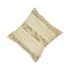 Handmade Boho Cotton Cushion Cover 45x45 cm | Textured Tufted Geometric Pillow Cover | Neutral Decorative Throw Cushion