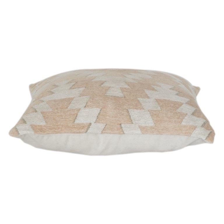Beige Geometric Jacquard Cushion Cover | Woven Cotton Blend | Modern Boho Throw Pillow Cover | 18x18 Inch
