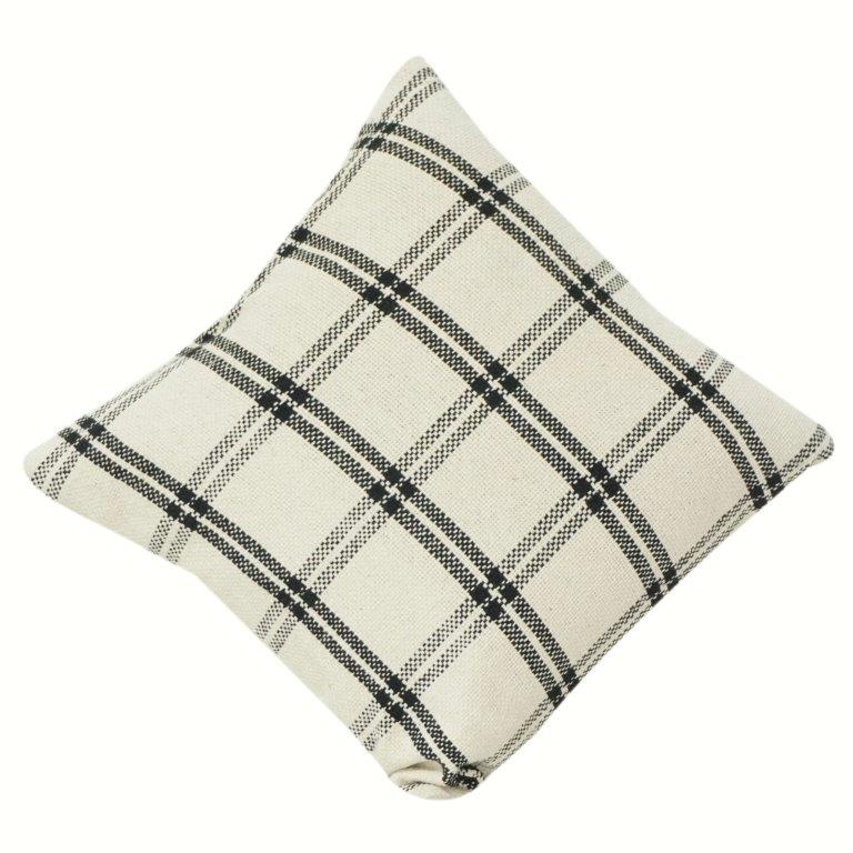 Elegant Black & White Plaid Cotton Cushion Cover | Minimalist Check Pattern Pillow Cover | Modern Farmhouse Décor - Bulk manufacturer & supplier from Panipat, India