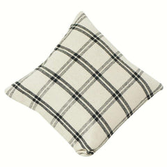 Elegant Black & White Plaid Cotton Cushion Cover | Minimalist Check Pattern Pillow Cover | Modern Farmhouse Décor