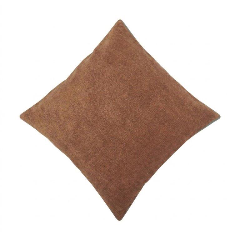 Rust Cotton Chenille Cushion Cover 45x45 cm | Soft Textured Decorative Throw Pillow Cover - Bulk manufacturer & supplier from Panipat, India