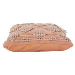 Textured Tufted Cotton Cushion Cover 45x45 cm | Geometric Diamond Pattern | Boho Decorative Pillow | Blush Beige