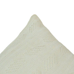 Ivory Knitted Cotton Cushion Cover 45x45 cm | Textured Geometric Knit Throw Pillow Cover | Modern Boho Home Décor