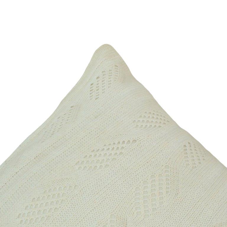 Ivory Knitted Cotton Cushion Cover 45x45 cm | Textured Geometric Knit Throw Pillow Cover | Modern Boho Home Décor