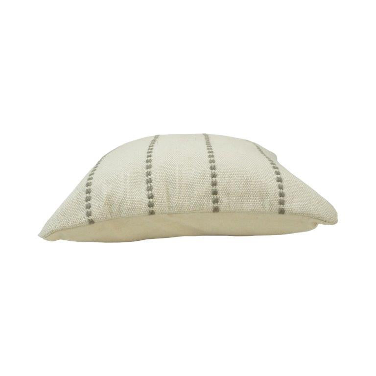 Handmade Ivory Cotton Cushion Cover with Grey Woven Stripes | 45x45 cm Minimalist Decorative Pillow Cover - Bulk manufacturer & supplier from Panipat, India