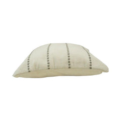 Handmade Ivory Cotton Cushion Cover with Grey Woven Stripes | 45x45 cm Minimalist Decorative Pillow Cover