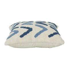 Tufted Cotton Cushion Cover 45x45 cm – Blue Abstract Geometric Pattern | Textured Modern Throw Pillow