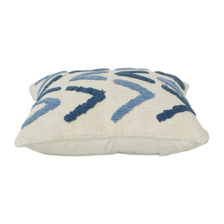 Tufted Cotton Cushion Cover 45x45 cm – Blue Abstract Geometric Pattern | Textured Modern Throw Pillow