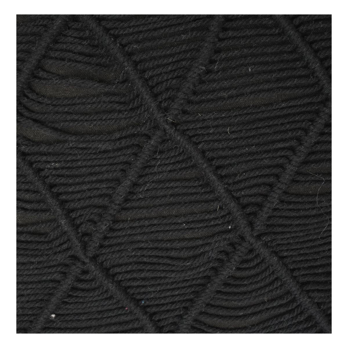 Black Cotton Cord Cushion Cover | Textured Diamond Pattern | Modern Minimal Sofa Pillow Cover 18x18 Inch - Bulk manufacturer & supplier from Panipat, India