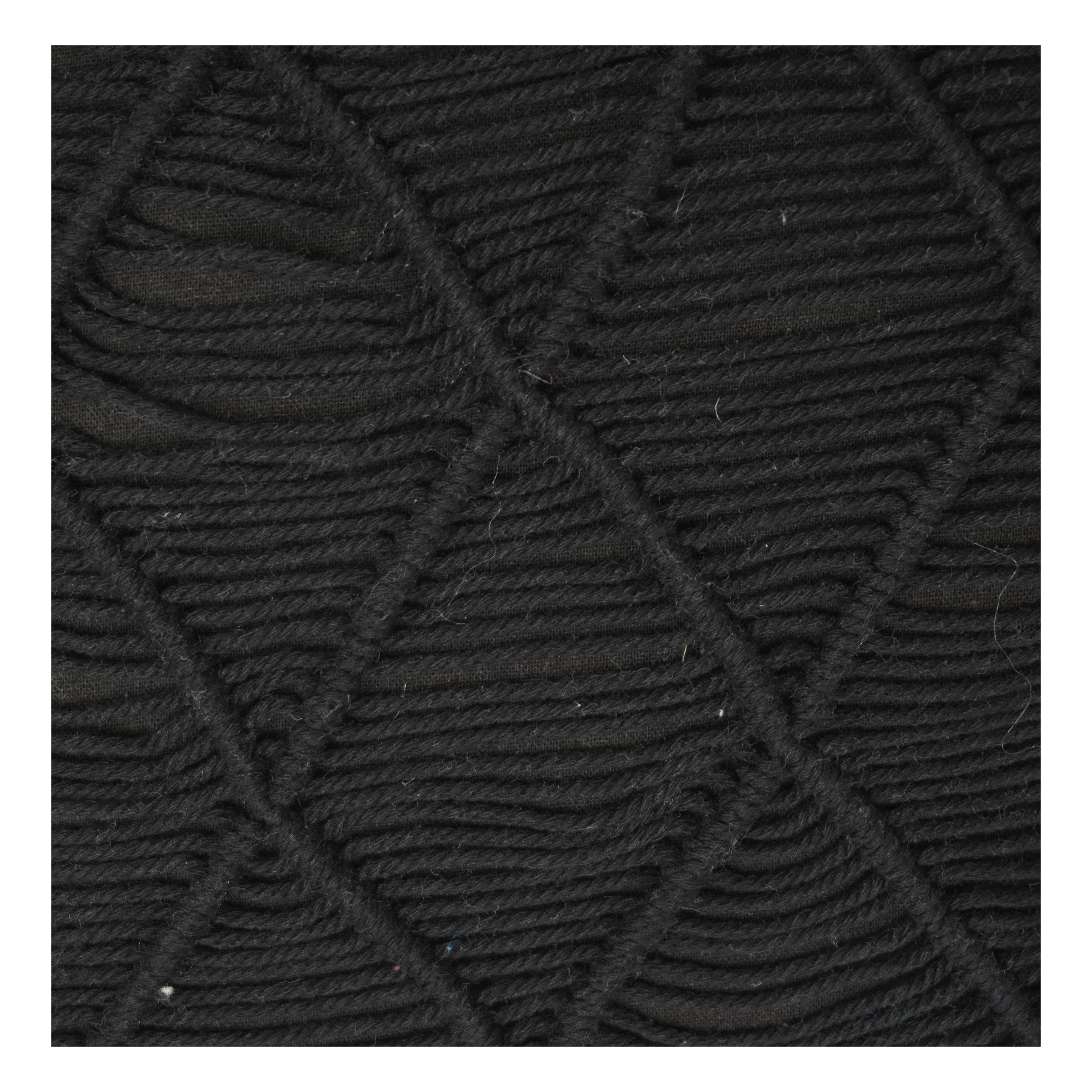 Kissenbezug aus schwarzem Baumwollseil | Strukturiertes Rautenmuster | Moderner, minimalistischer Sofakissenbezug 45x45 cm