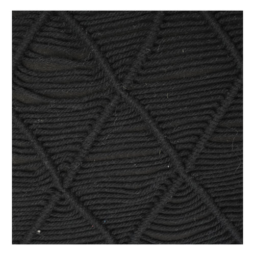 Black Cotton Cord Cushion Cover | Textured Diamond Pattern | Modern Minimal Sofa Pillow Cover 18x18 Inch