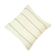 Handmade Ivory Cotton Cushion Cover with Grey Woven Stripes | 45x45 cm Minimalist Decorative Pillow Cover