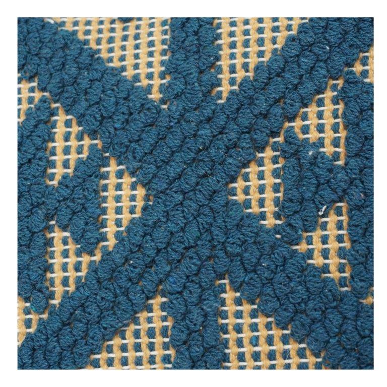 Handwoven Cotton Cushion Cover 45x45 cm with Geometric Tufted Pattern | Textured Blue & Beige Decorative Pillow Case