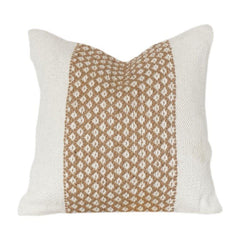 Handwoven Jute & Cotton Cushion Cover – Textured Diamond Stripe Design | 18x18 Inch