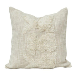 Housse de coussin en coton tufté 45x45 cm | Coussin bohème texturé crème | Housse de coussin artisanale minimaliste