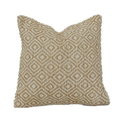 Handwoven Jute & Cotton Geometric Cushion Cover | Neutral Diamond Pattern | Boho Rustic Décor | 18x18 Inch