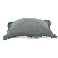 Housse de coussin en coton vert sauge uni à bords frangés | Housse de coussin décorative texturée et minimaliste | 45x45 cm