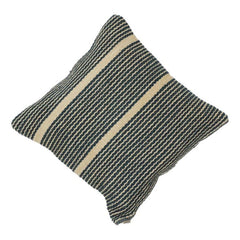 Handwoven Striped Cotton Cushion Cover | Textured Woven Design | Neutral & Indigo Decor Pillow | 45x45 cm