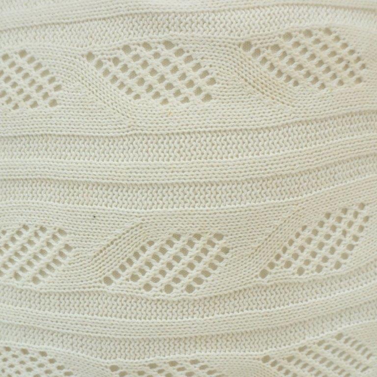 Ivory Knitted Cotton Cushion Cover 45x45 cm | Textured Geometric Knit Throw Pillow Cover | Modern Boho Home Décor - Bulk manufacturer & supplier from Panipat, India