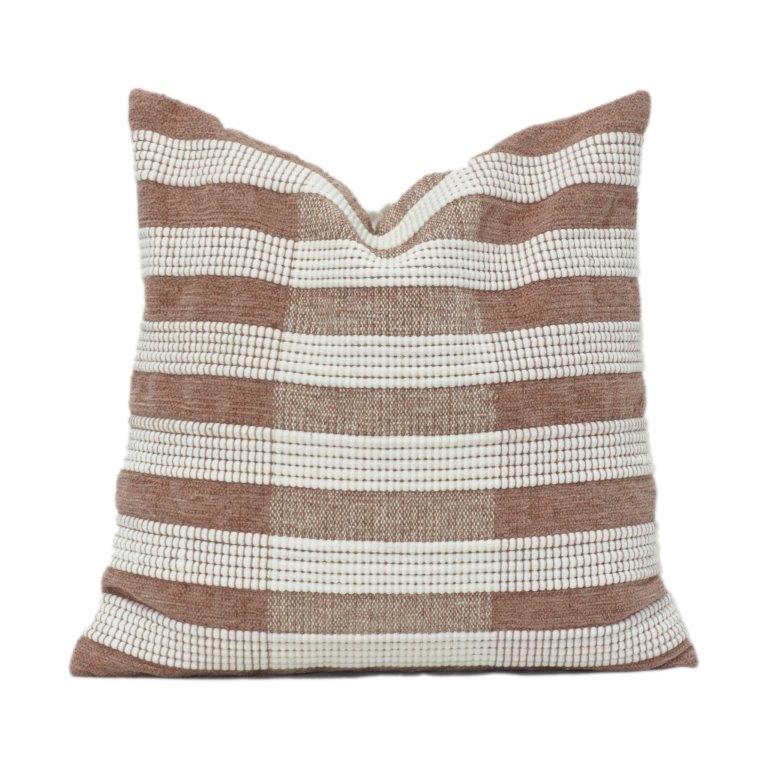 Textured Striped Cotton Cushion Cover 45x45 cm | Woven Neutral Beige & White | Modern Minimalist Decor Pillow Cover - Bulk manufacturer & supplier from Panipat, India