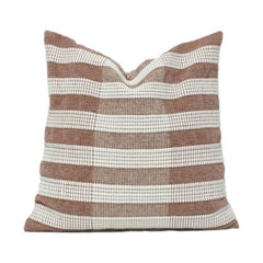 Textured Striped Cotton Cushion Cover 45x45 cm | Woven Neutral Beige & White | Modern Minimalist Decor Pillow Cover