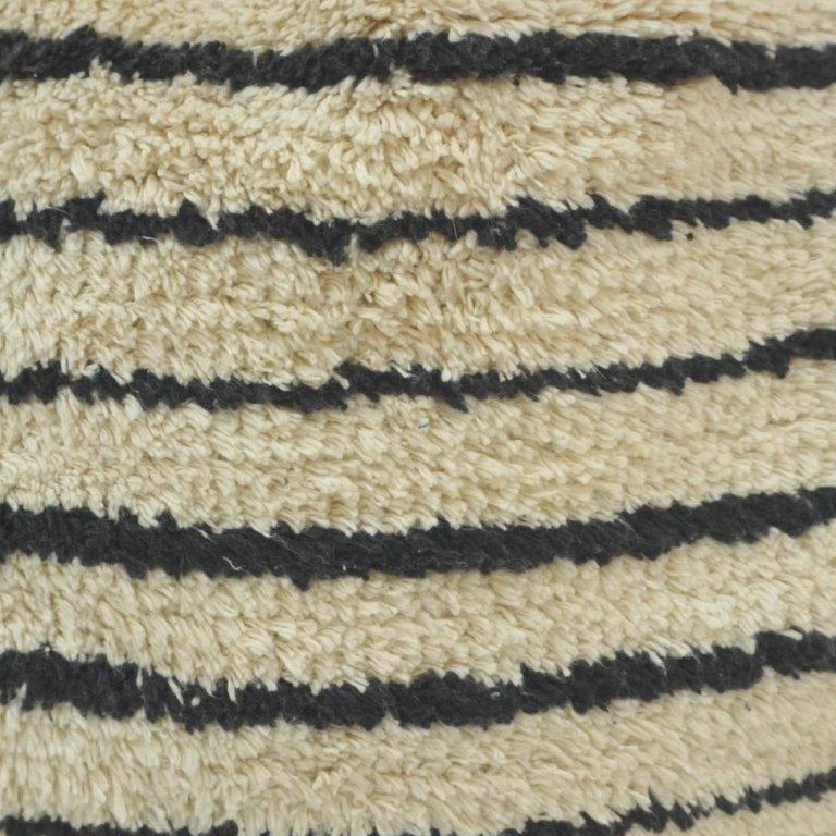 Handcrafted Tufted Cotton Striped Cushion Cover | Black & Ivory Textured Throw Pillow Cover | 45 x 45 cm - Bulk manufacturer & supplier from Panipat, India