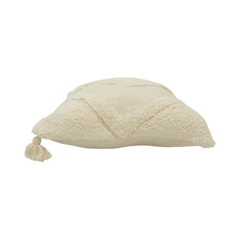 Ivory Tufted Geometric Cotton Cushion Cover – 45x45 cm | Boho Textured Throw Pillow Cover - Bulk manufacturer & supplier from Panipat, India