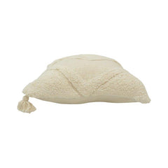 Ivory Tufted Geometric Cotton Cushion Cover – 45x45 cm | Boho Textured Throw Pillow Cover
