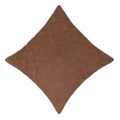 Hand Knitted Cotton Cushion Cover 45x45 cm | Textured Geometric Knit Pattern | Soft Decorative Throw Pillow Cover with Concealed Zip | Brown | 100% Cotton