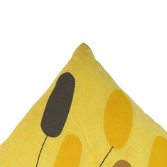 Abstract Embroidered Cotton Cushion Cover – Yellow Floral Design | 45x45 cm