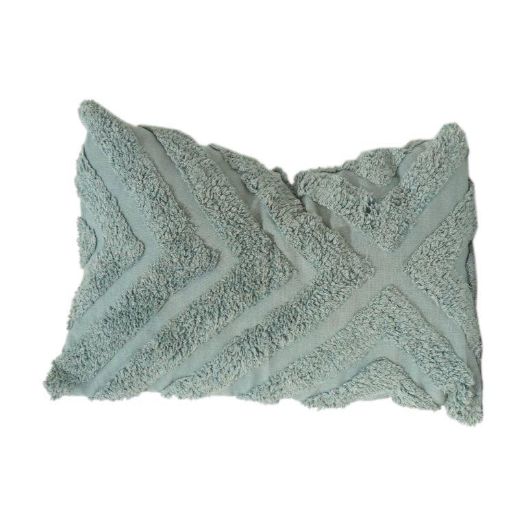 Sage Green Tufted Geometric Cotton Cushion Cover | Textured Chevron Design | 35x50 cm Lumbar Pillow Cover - Bulk manufacturer & supplier from Panipat, India
