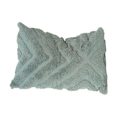 Sage Green Tufted Geometric Cotton Cushion Cover | Textured Chevron Design | 35x50 cm Lumbar Pillow Cover