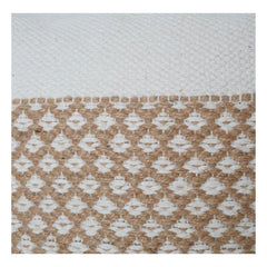 Handwoven Jute & Cotton Cushion Cover – Textured Diamond Stripe Design | 18x18 Inch