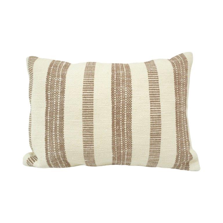 Handmade Cotton Striped Cushion Cover 35 x 50 cm | Woven Natural Beige & Ivory Lumbar Pillow Cover | Artisan Home Décor - Bulk manufacturer & supplier from Panipat, India