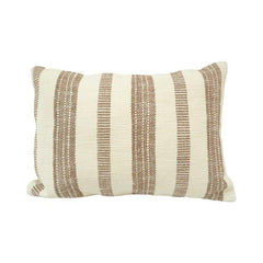 Handmade Cotton Striped Cushion Cover 35 x 50 cm | Woven Natural Beige & Ivory Lumbar Pillow Cover | Artisan Home Décor