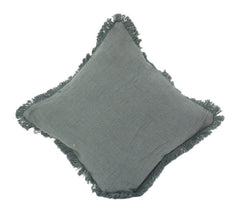 Housse de coussin en coton vert sauge uni à bords frangés | Housse de coussin décorative texturée et minimaliste | 45x45 cm