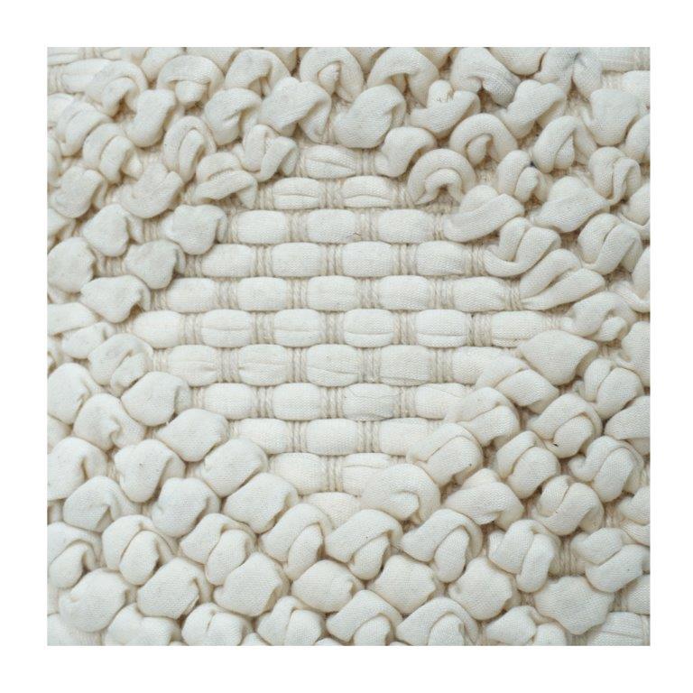 Handwoven Cotton Textured Cushion Cover – Neutral Ivory Diamond Pattern | 45x45 cm