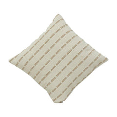 Handgewebter Baumwoll-Kissenbezug 45x45 cm | Neutrales Beige mit strukturiertem Streifendesign | Minimalistisches Modernes Deko-Kissen