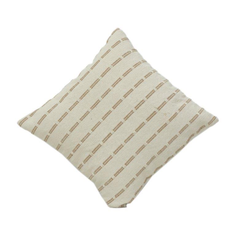 Handwoven Cotton Cushion Cover 45x45 cm | Neutral Beige Textured Stripe Design | Minimal Modern Décor Pillow