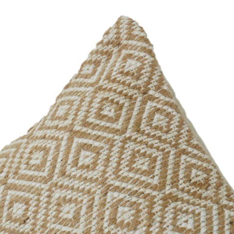 Handgewebter Kissenbezug aus Jute & Baumwolle mit geometrischem Muster | Neutrales Rautenmuster | Boho Rustikales Dekor | 45x45 cm - Bulk manufacturer & supplier from Panipat, India