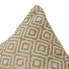 Handwoven Jute & Cotton Geometric Cushion Cover | Neutral Diamond Pattern | Boho Rustic Décor | 18x18 Inch