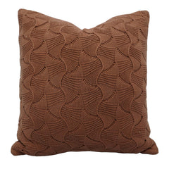 Hand Knitted Cotton Cushion Cover 45x45 cm | Textured Geometric Knit Pattern | Soft Decorative Throw Pillow Cover with Concealed Zip | Brown | 100% Cotton