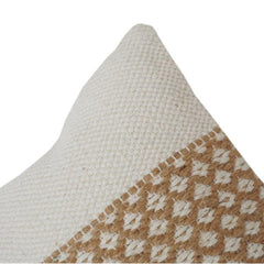 Handwoven Jute & Cotton Cushion Cover – Textured Diamond Stripe Design | 18x18 Inch