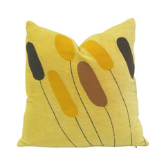 Abstract Embroidered Cotton Cushion Cover – Yellow Floral Design | 45x45 cm