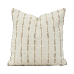 Handgewebter Baumwoll-Kissenbezug 45x45 cm | Neutrales Beige mit strukturiertem Streifendesign | Minimalistisches Modernes Deko-Kissen