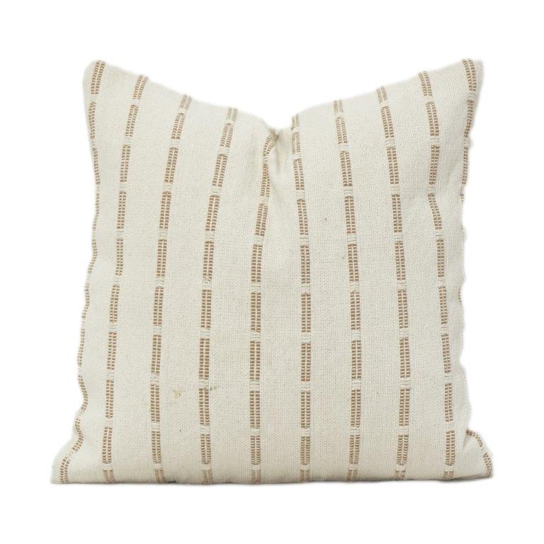 Handwoven Cotton Cushion Cover 45x45 cm | Neutral Beige Textured Stripe Design | Minimal Modern Décor Pillow